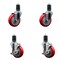Service Caster 4'' SS Red Poly Wheel Swivel 1-5/8'' Expanding Stem Caster Set 2 Brakes, 4PK SCC-SSEX20S414-PPUB-RED-2-TLB-2-158 - alternate 1